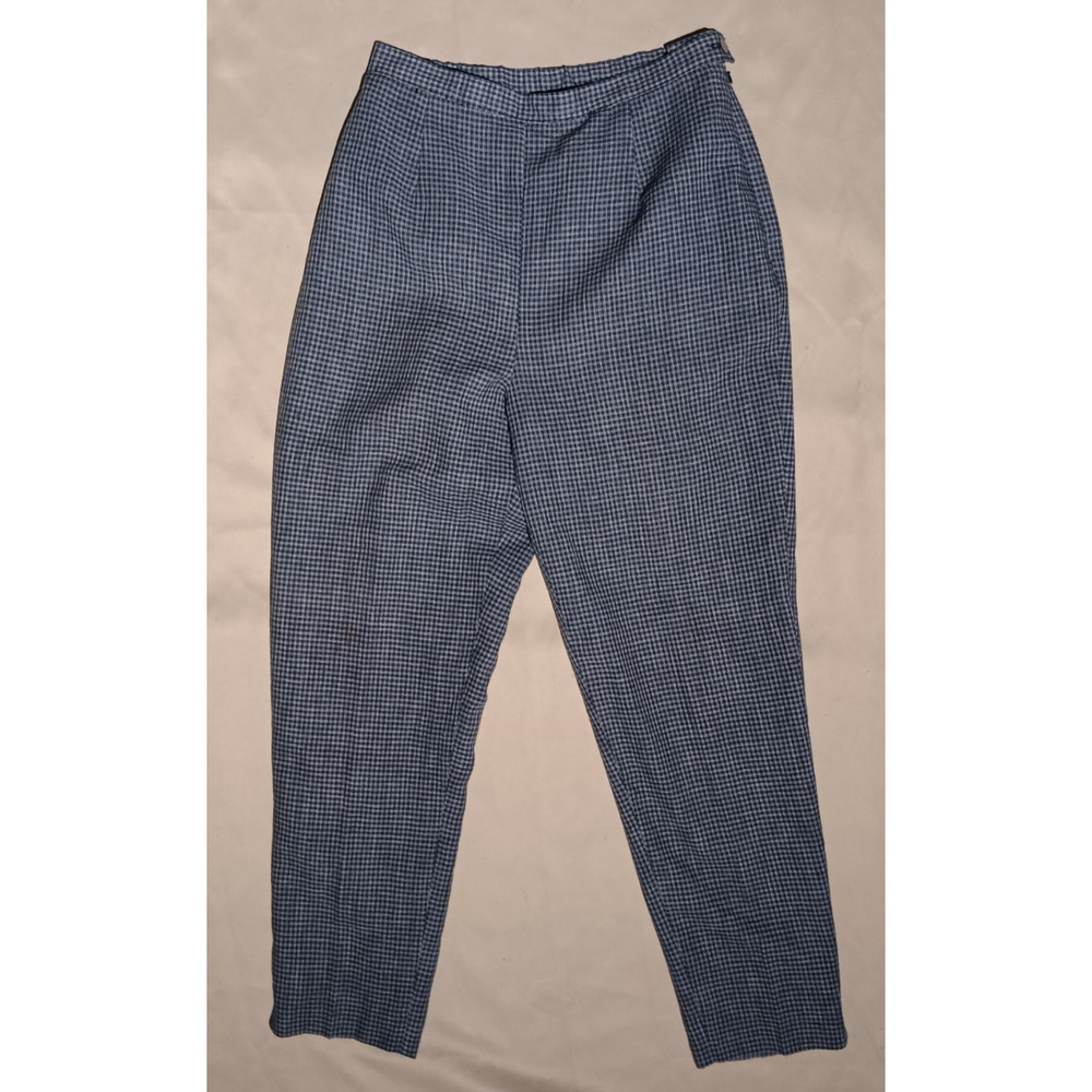 Pendleton Womens Vintage Pants Sz 10 Navy Blue Checkered Straight Leg Classic